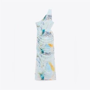 ZARA Printed Cut-Out Tulle Dress. Size Small. NWT
